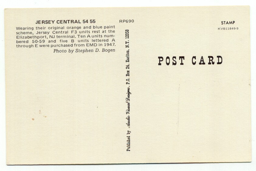 Jersey Central RR Railroad Train Engine F3 Units 54 55