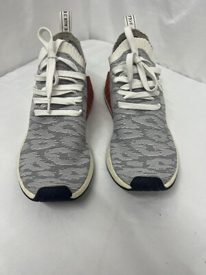 Adidas Originals NMD R2 White Red Grey Primeknit Running Shoes Mens Sz 11 