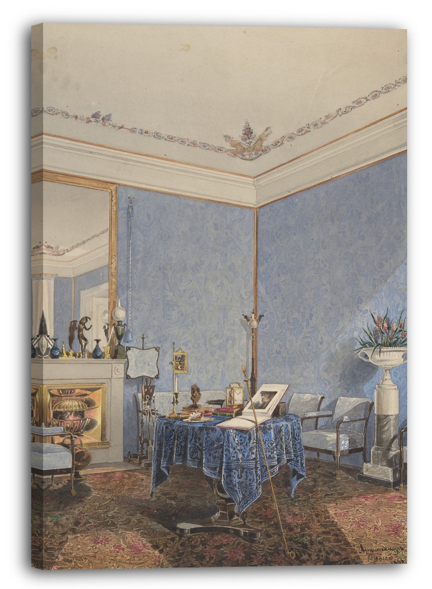 Tableau Imprimé Salon Anonyme Français 19ème Siècle - Prêt à Accrocher, Toile Sur Cadre, Neuf