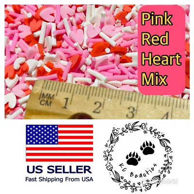 20g Pink Red Heart Polymer Clay Mix Epoxy Resin Hot Soft Sprinkles Diy Craft Art