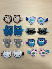 Handmade Girls Felt Embroidered Ribbon Hair Clips Barrettes Animal Themed