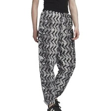 Adidas Women  s size M AOP Track Pants Black/White drawstring wind/rain GC6754