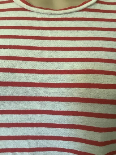 Tory Burch 100 % lino talla M/M manga larga a rayas con parte inferior contractual - Imagen 7 de 12
