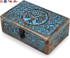 Wooden Jewelry Box, Tarot Box, Celestial Home Decor, Witch Box, Tree of Life, T