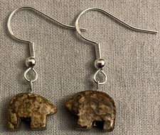 JASPER HEARTLINE BEAR EARRINGS, Small - Beads with Sterling Silver Ear Wires