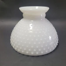 White Hobnail Milk Glass Student Style Lamp Shade 8 Inch