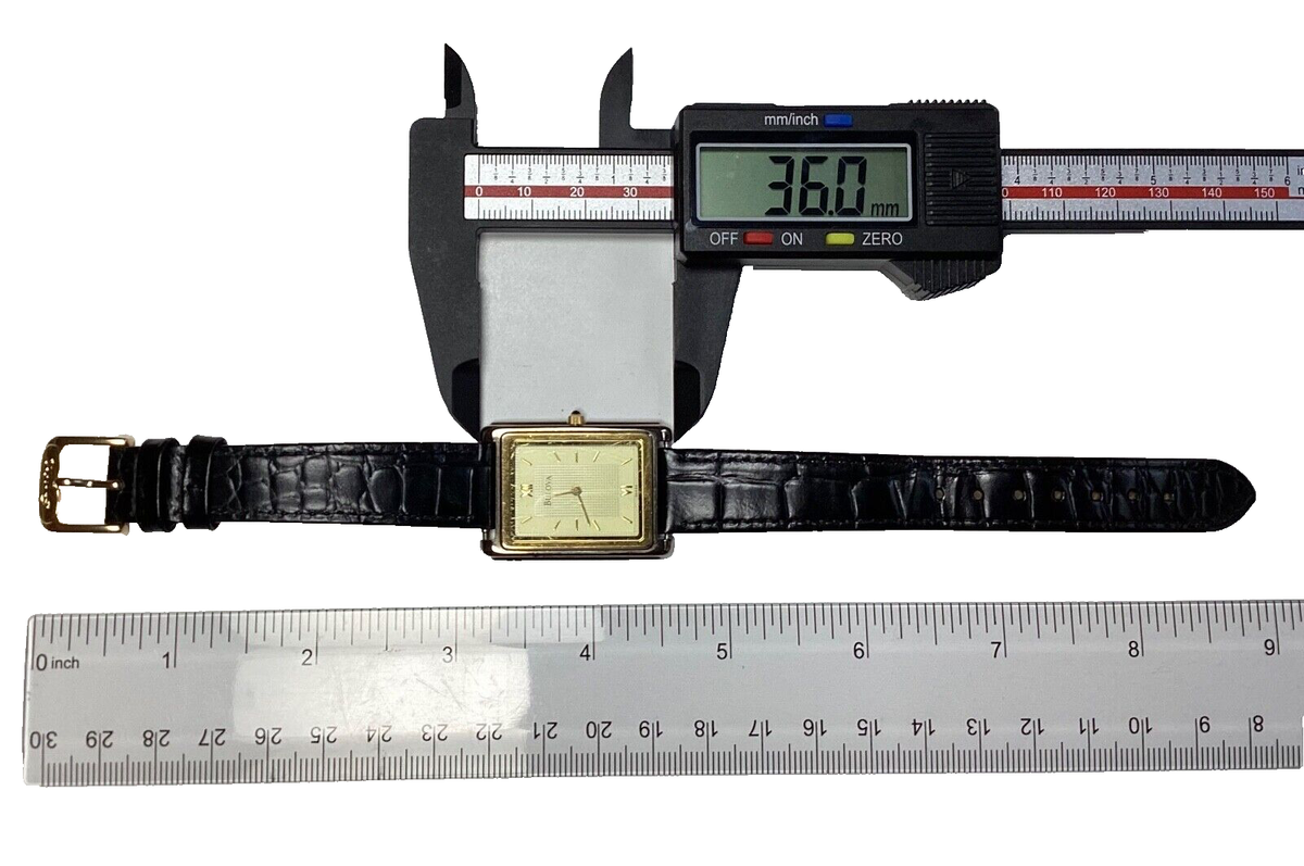 Bulova Vintage Watch #98A44 Slim Gold Black Leather New