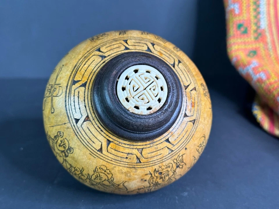 Old Chinese Cricket Holder with Carved Figures …beautiful collection and display - image 3 of 4