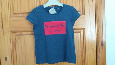 BNWT Next Girls /"Coolest Kid In Town/" T-Shirt Navy Top 2-3-4-5-6 Years Summer