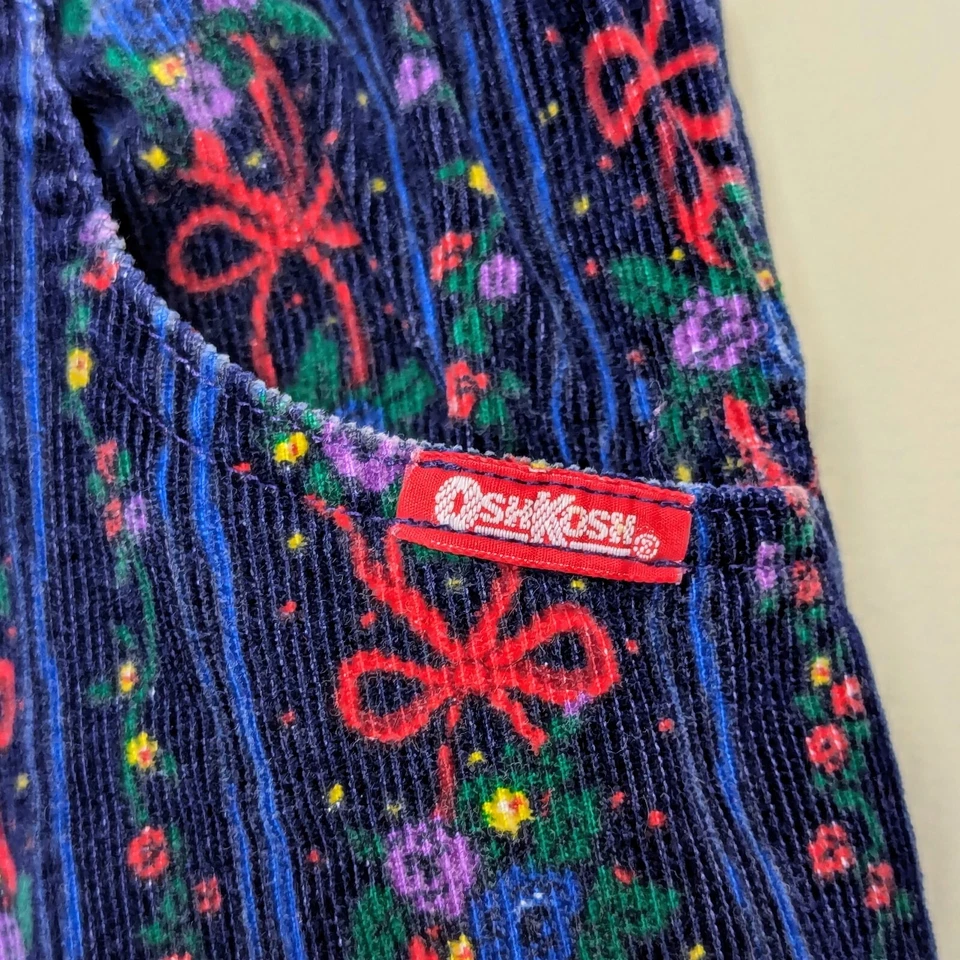Pantalones de pana vintage años 80 90 Oshkosh niñas cinta floral azul vacaciones 4T Foto 3 de 4