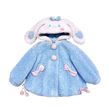 Cinnamoroll Girls Autumn Winter Coat Kawaii New Kids Lamb Velvet Plu Zipper Clot
