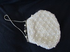 Unbranded vintage evening bag with  pearl and white beads, elegant