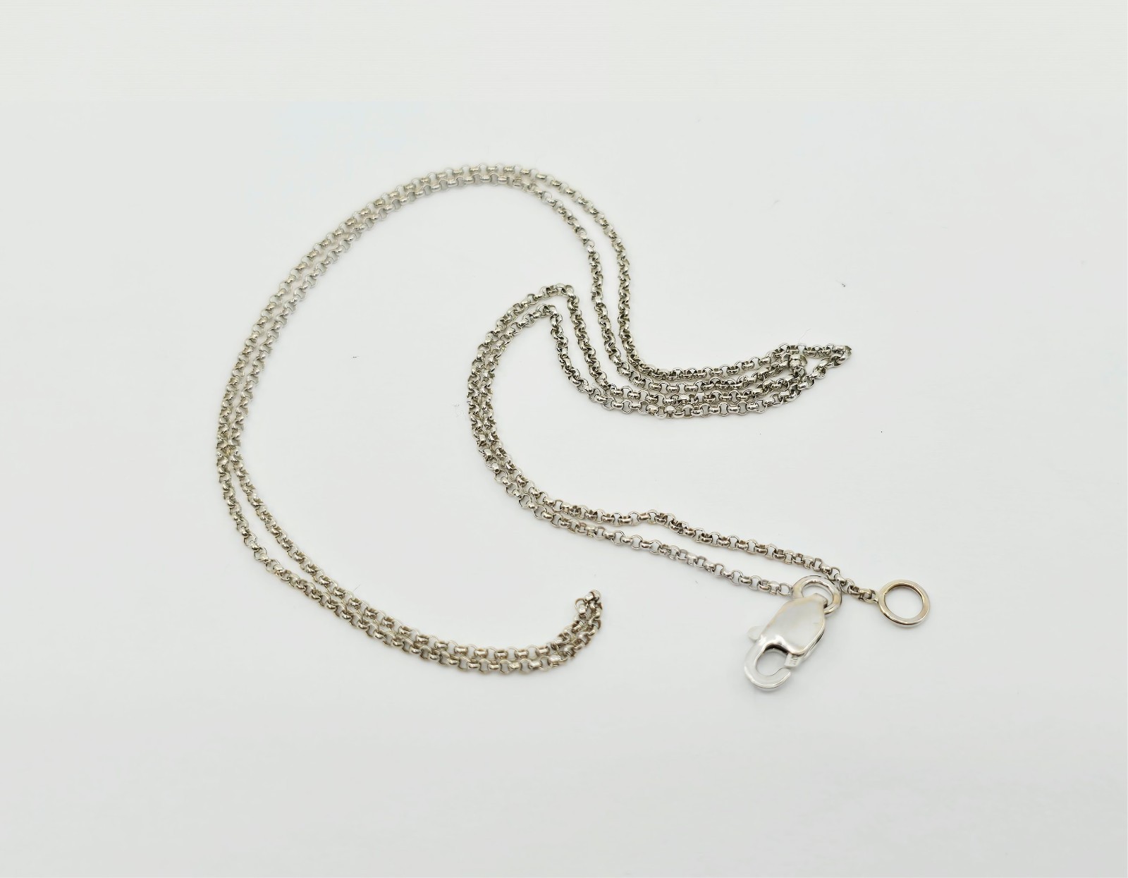 Unique Thin 14K Solid White Gold Designer Rolo Li… - image 6