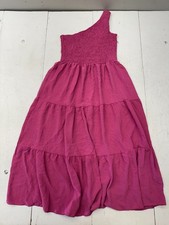 Shein Solid Pink Single Sleeve Scrunch Top Casual Dress Womens Size Small NEW