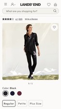 Lands End Women s High rise Bi Stretch Pintuck Pencil Ankle Pants 16 black New