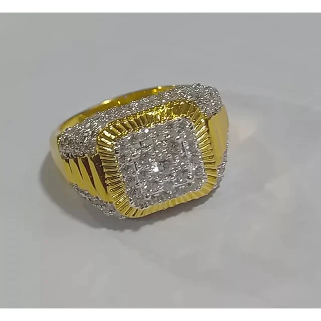 圆形实验室莫桑石男式婚礼劳力士戒指 14K 黄金银色 3.20 克拉 — 第 2/4 张图片