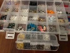 Huge Lot of Loose Plastic Beads For Jewelry Making with Some Elastic Cording