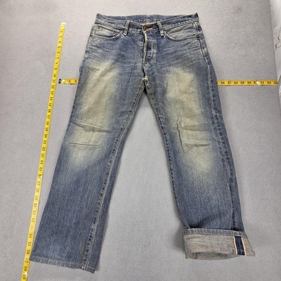 Edwin Jeans Mens Blue 505 LowRize Selvedge Japan Button Fly Fits 32x29