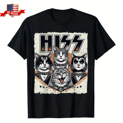 Hiss Cat Parody Band Shirt for Cat Lovers  Funny Vintage Feline Style T-Shirt