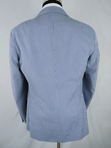 Chaqueta Blazer Chaqueta Deportiva Etro Milano Italia Para Hombres 40/42R Seersucker Azul Marino - Imagen 5 de 18