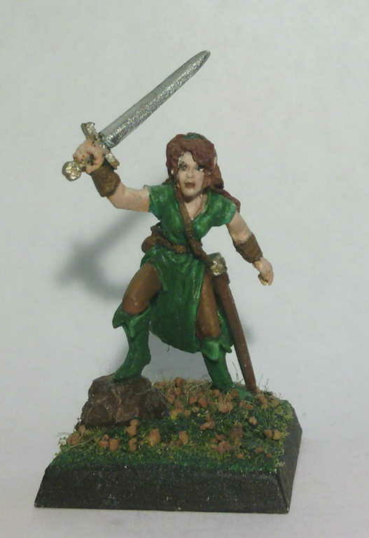 unknown mini tabletop character female fighter sword quick paint