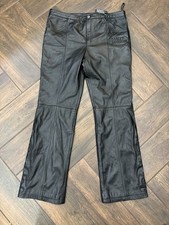 Harley-Davidson Women s Leather Riding Pants Black Embroidered Sz 12 Zip Leg