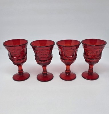 4 Vintage Fostoria Argus Ruby 4-7/8'' Wine Glasses