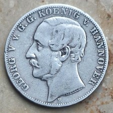 1 Vereinstaler 1864-B Hannover Georg V SS Prawdziwe srebro 900er TOP