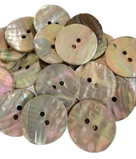 10pc Natural Mother of Pearl Shell Buttons Flat Back 2 Hole Sew on Buttons 23mm