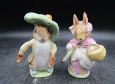 SELTENE BESWICK BEATRIX TÖPFERFIGUR - MRS RABBIT BP3a UND BENJAMIN RABBIT BP3-B