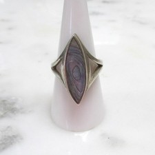 Women's Vintage Sterling Silver Abalone Statement Ring Size 8.5  6.8g  2-D378