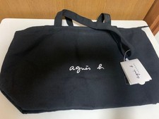 agnes b. VOYAGE Tote Bag Black Canvas 45x26x16cm