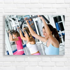 Fit Women Working Out at Gym Original Canvas Print Large Picture Wall Art