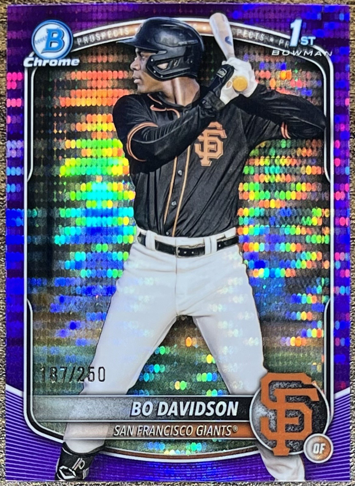 Bo Davidson 2025 Bowman Chrome 1st Purple Pulsar #187/250 Giants #BCP-206