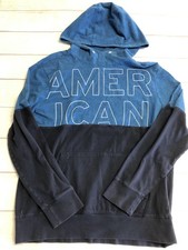 American Eagle Outfitters Hoodie Mens Large Blue Fleece Pullover Sweatshirt Logo