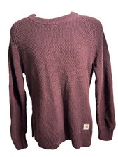 Carhartt Sweater Girls Large 12/14 Maroon Waffle Knit Elbow Patch Pullover