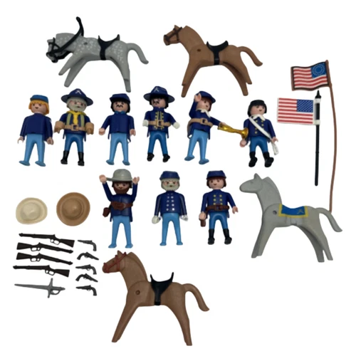 Vintage Playmobil American Civil War Union Soldiers Cavalry Vintage Yankee A