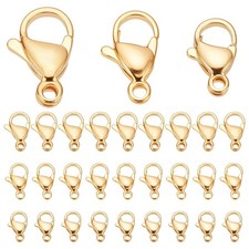30 Pièces 3 Tailles Fermoirs à Griffes de Homard en Or  Acier Inoxydable Atta...