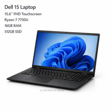 Dell 15 Laptop 15.6" FHD Touch Screen AMD Ryzen 7 7730U 16GB RAM 512GB SSD New