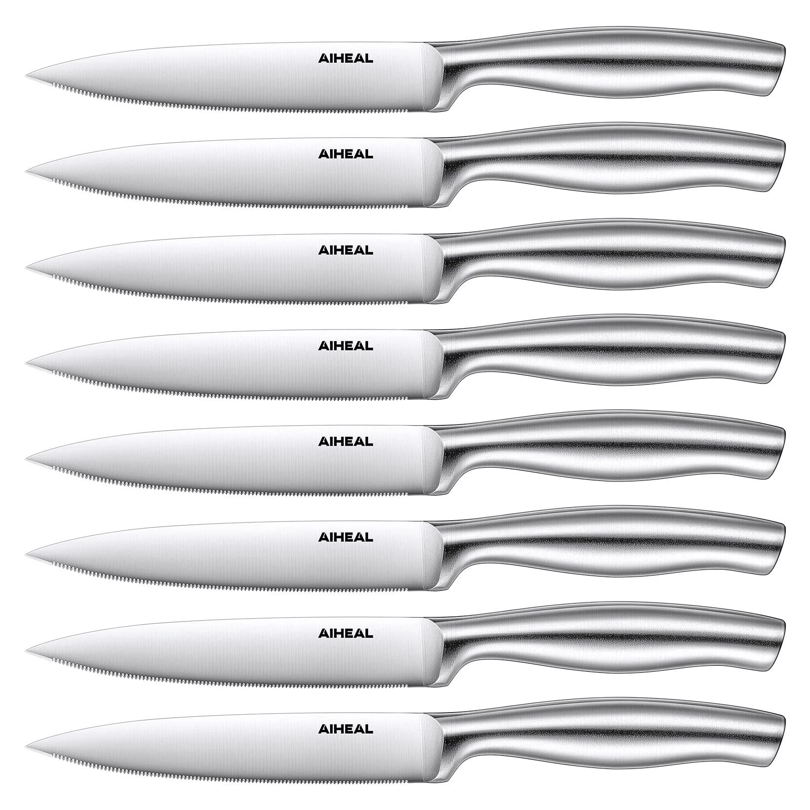 Steak Knives, Stainless Steel Steak Knives Set of 8, Never Needs Sharpening D...