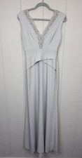 NWT BCBGMAXAZRIA Alyza Blue Formal Evening Dress Lace V-neck Surplice Waist
