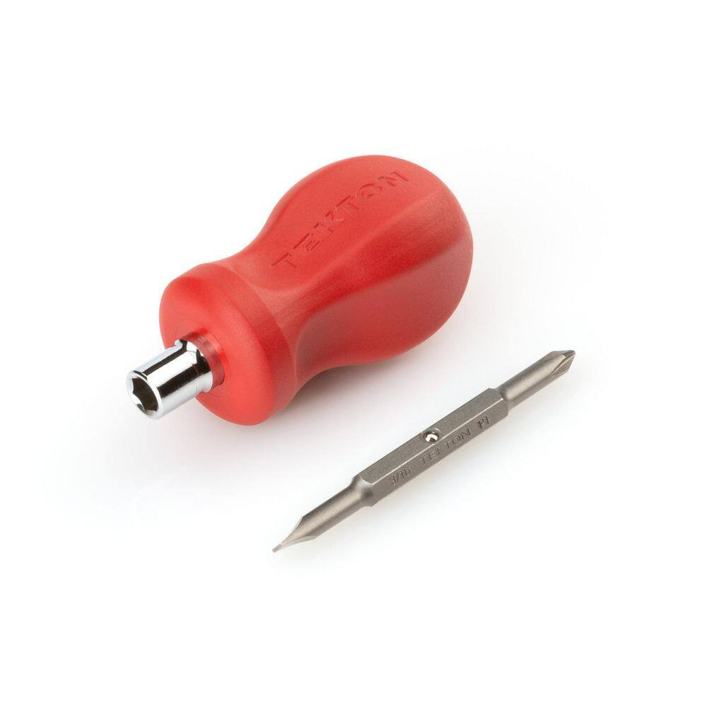 3-In-1 Stubby Phillips/Slotted Screwdriver (#1 X 3/16 In., Red)