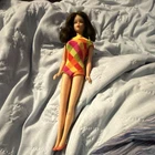 Mattel Barbie Vintage 1970s 11in Doll Blue Eyes Brunette Swimsuit Outfit