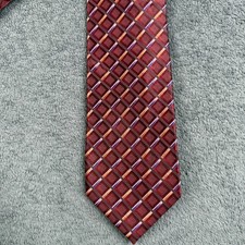 Jos A Bank Tie Silk Red Geometric