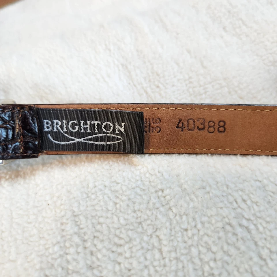 Cinturón de cuero de colección Brighton para mujer XL marrón plata oro X's diamantes Western Foto 4 de 4