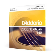 D'Addario Phosphor Bronze Acoustic Guitar Strings, Bluegrass, 12-56 (EJ19)