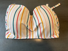 white striped SHADE SHORE swimsuit bikini top size 38DD