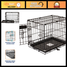 19" Wire Dog Crate for Small Pets Up to 15 lbs, 5-Point Locking System, Easy Set