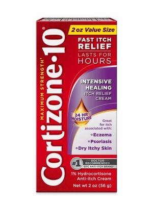 Cortizone 10 Maximum Strength Intensive Moisture Anti-Itch Cream, 1% Creme 2 Oz