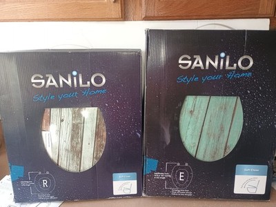 Sanilo Toilet Seat Blue Wood Look Rustic Bathroom Lot Of 2